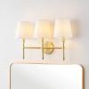 JONATHAN Y JYL9921A Olivia 23″ 3-Light Modern Midcentury Iron LED Vanity Contemporary French Country Bathroom Hallway Living Room Bedroom Mirror Cabinet, Brass Gold(23″ 3-Light)