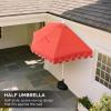 JONATHAN Y UMB1202D Terrace Arc 9 ft. Classic MidCentury Scalloped Fringe Market Patio Half Umbrella with Crank, Tilt Button and UV Protection in White/Black, White Pole(Coral Red/White (White Pole))