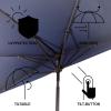 JONATHAN Y UMB1202D Terrace Arc 9 ft. Classic MidCentury Scalloped Fringe Market Patio Half Umbrella with Crank, Tilt Button and UV Protection in White/Black, White Pole(Navy/White (Dark Brown Pole))