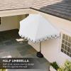 JONATHAN Y UMB1202D Terrace Arc 9 ft. Classic MidCentury Scalloped Fringe Market Patio Half Umbrella with Crank, Tilt Button and UV Protection in White/Black, White Pole(White/Black (White Pole))