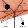 JONATHAN Y UMB1202D Terrace Arc 9 ft. Classic MidCentury Scalloped Fringe Market Patio Half Umbrella with Crank, Tilt Button and UV Protection in White/Black, White Pole(Coral Pink/White (Dark Brown Pole))