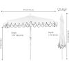JONATHAN Y UMB1202D Terrace Arc 9 ft. Classic MidCentury Scalloped Fringe Market Patio Half Umbrella with Crank, Tilt Button and UV Protection in White/Black, White Pole(White/Black (White Pole))