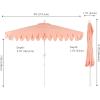 JONATHAN Y UMB1202D Terrace Arc 9 ft. Classic MidCentury Scalloped Fringe Market Patio Half Umbrella with Crank, Tilt Button and UV Protection in White/Black, White Pole(Coral Pink/White (White Pole))