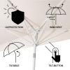 JONATHAN Y UMB1202D Terrace Arc 9 ft. Classic MidCentury Scalloped Fringe Market Patio Half Umbrella with Crank, Tilt Button and UV Protection in White/Black, White Pole(Cream/White (White Pole))