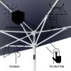 JONATHAN Y UMB1202D Terrace Arc 9 ft. Classic MidCentury Scalloped Fringe Market Patio Half Umbrella with Crank, Tilt Button and UV Protection in White/Black, White Pole(Navy/White (White Pole))