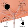 JONATHAN Y UMB1202D Terrace Arc 9 ft. Classic MidCentury Scalloped Fringe Market Patio Half Umbrella with Crank, Tilt Button and UV Protection in White/Black, White Pole(Coral Pink/White (White Pole))