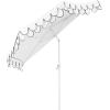JONATHAN Y UMB1202D Terrace Arc 9 ft. Classic MidCentury Scalloped Fringe Market Patio Half Umbrella with Crank, Tilt Button and UV Protection in White/Black, White Pole(White/Black (White Pole))