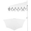 JONATHAN Y UMB1202D Terrace Arc 9 ft. Classic MidCentury Scalloped Fringe Market Patio Half Umbrella with Crank, Tilt Button and UV Protection in White/Black, White Pole(White/Black (White Pole))