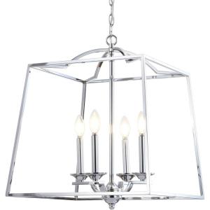 JONATHAN Y JYL7411A Gloria 19″ 4-Light Metal LED Pendant Traditional Classic Modern Industrial Farmhouse Dining Room Living Room Kitchen Foyer Bedroom Hallway, Chrome(19″ 4-Light)