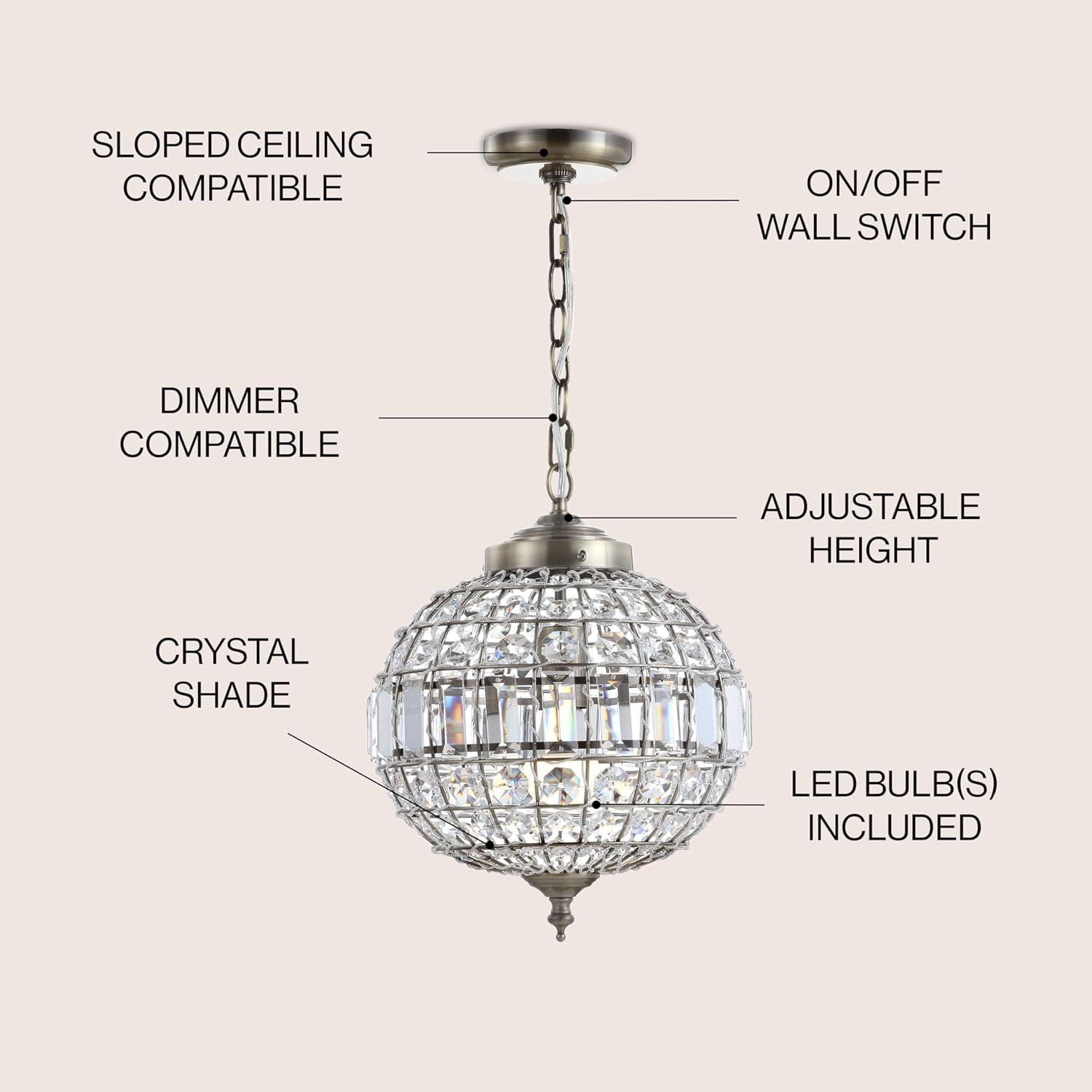 image:imageJONATHAN Y JYL6110A Georgina 12 CrystalMetal LED Chandelier Pendant Glam Contemporary Transitional Dimmable Dining Room Living Room Kitchen Foyer Bedroom Hallway 12 Antique BrassClear12 in