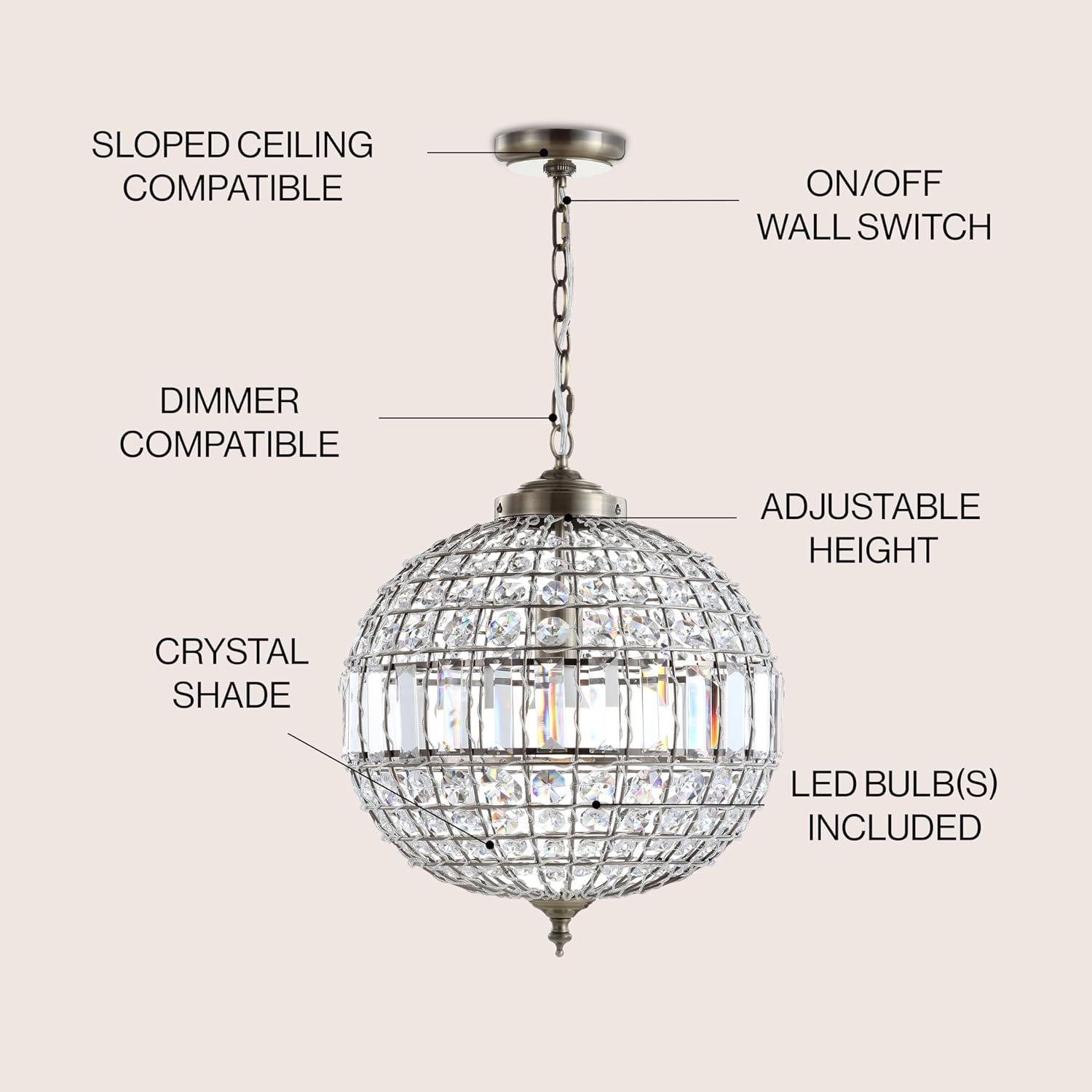 image:imageJONATHAN Y JYL6110A Georgina 12 CrystalMetal LED Chandelier Pendant Glam Contemporary Transitional Dimmable Dining Room Living Room Kitchen Foyer Bedroom Hallway 12 Antique BrassClear16 in
