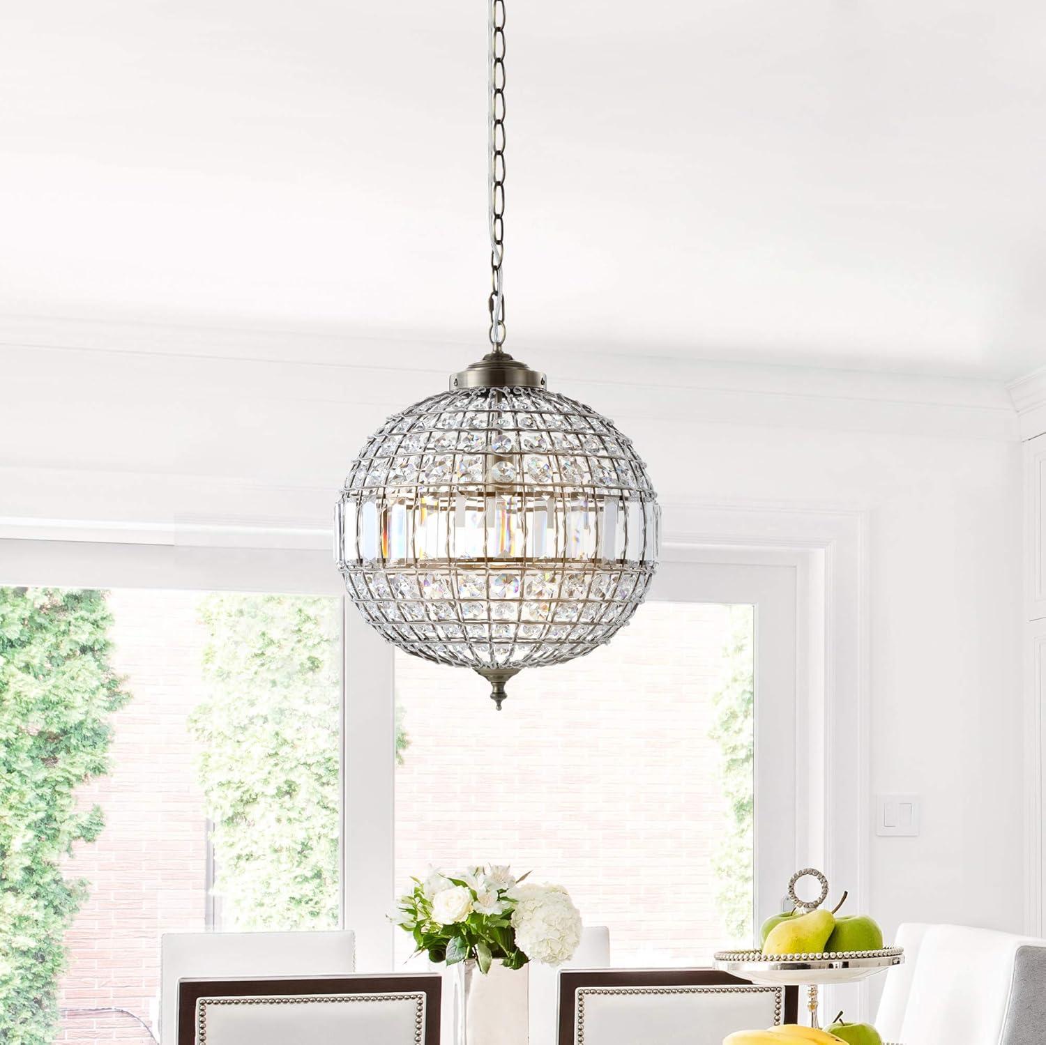 image:imageJONATHAN Y JYL6110A Georgina 12 CrystalMetal LED Chandelier Pendant Glam Contemporary Transitional Dimmable Dining Room Living Room Kitchen Foyer Bedroom Hallway 12 Antique BrassClear16 in
