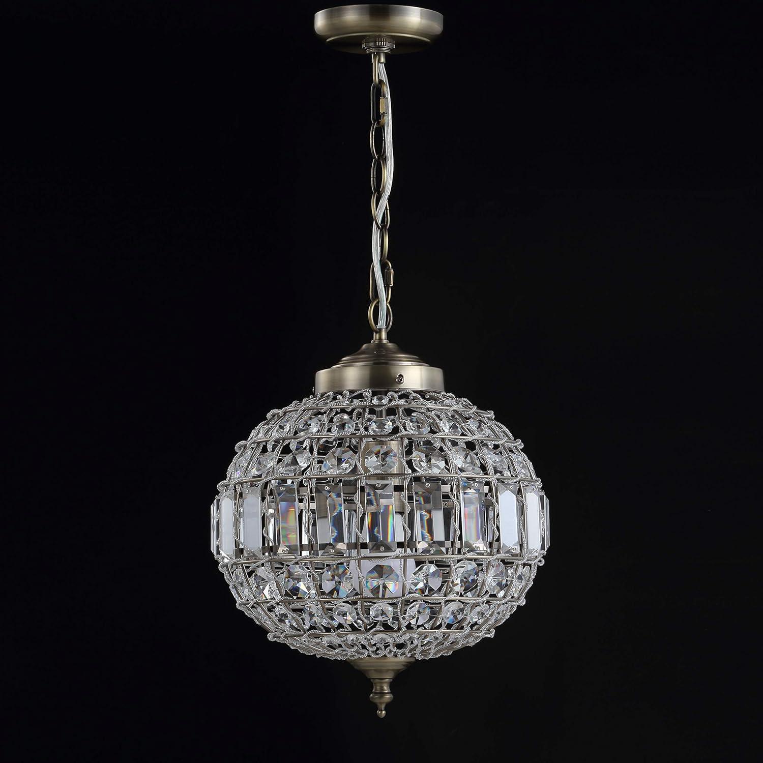 image:imageJONATHAN Y JYL6110A Georgina 12 CrystalMetal LED Chandelier Pendant Glam Contemporary Transitional Dimmable Dining Room Living Room Kitchen Foyer Bedroom Hallway 12 Antique BrassClear12 in