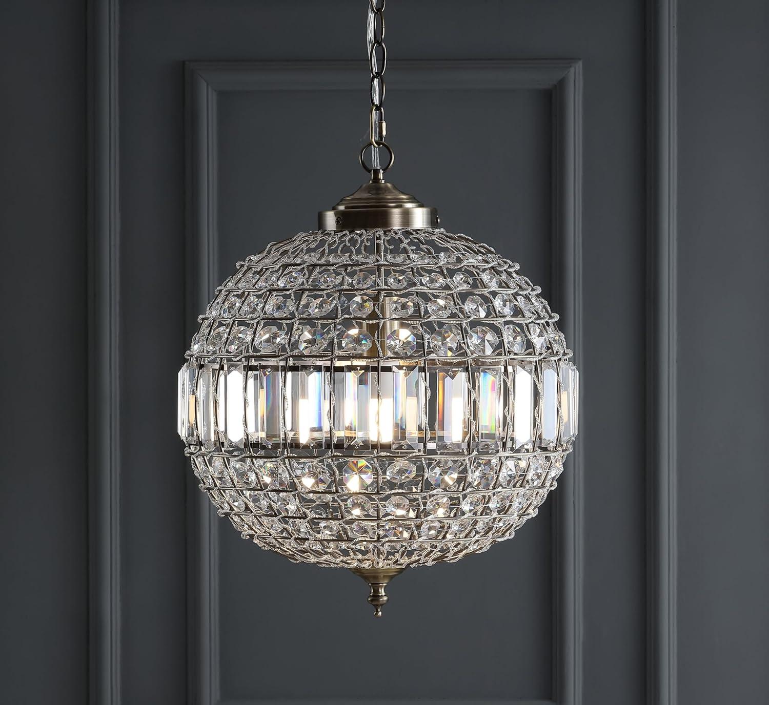 image:imageJONATHAN Y JYL6110A Georgina 12 CrystalMetal LED Chandelier Pendant Glam Contemporary Transitional Dimmable Dining Room Living Room Kitchen Foyer Bedroom Hallway 12 Antique BrassClear16 in