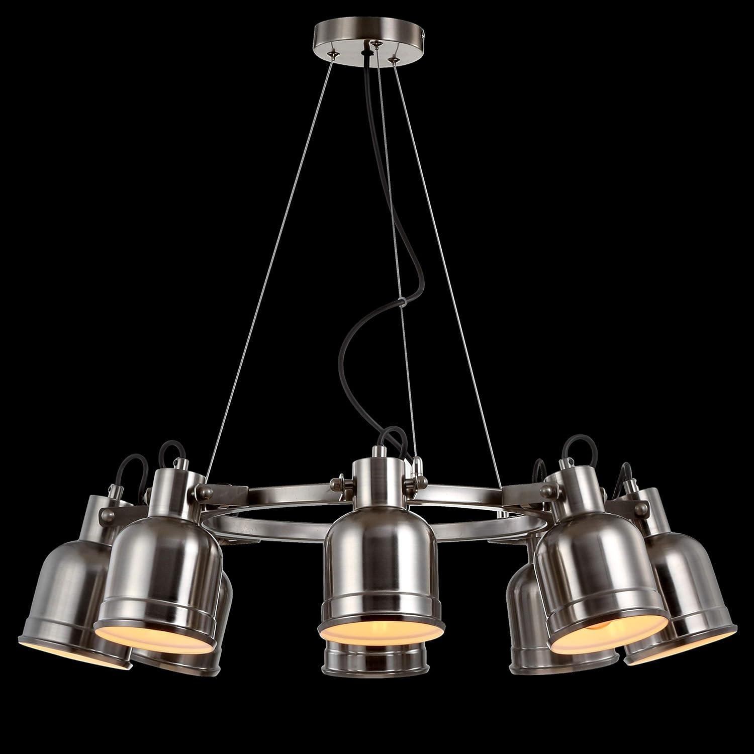 image:imageJONATHAN Y JYL6115A Liam 265 8Light Metal LED Chandelier Contemporary Transitional Dimmable Adjustable Dining Room Living Room Kitchen Foyer Bedroom Nickel8Light