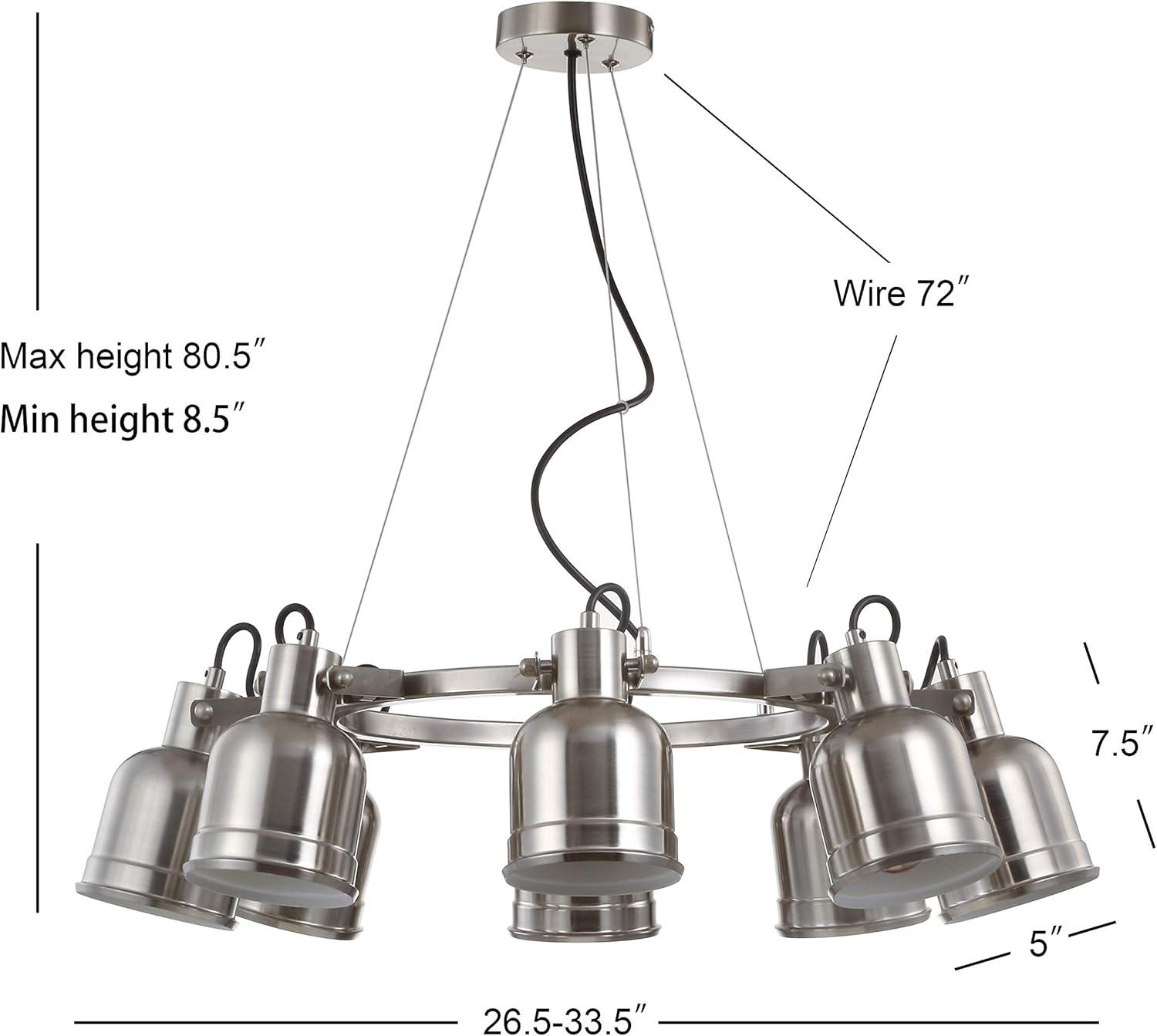 image:imageJONATHAN Y JYL6115A Liam 265 8Light Metal LED Chandelier Contemporary Transitional Dimmable Adjustable Dining Room Living Room Kitchen Foyer Bedroom Nickel8Light
