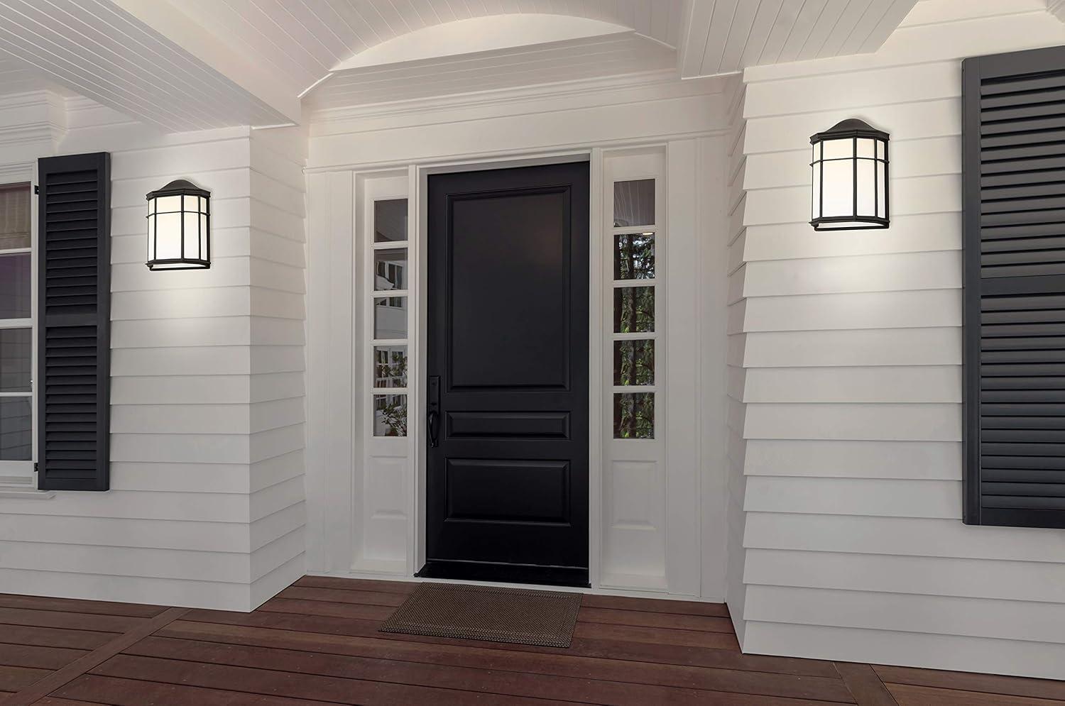 image:imageJONATHAN Y JYL7447A Henry 775 Outdoor Frosted AcrylicMetal Integrated LED Sconce Transitional Cottage Industrial 3000K LED Bulbs Included Porch Patio Yard Garage Doorway Entryway BlackWhite