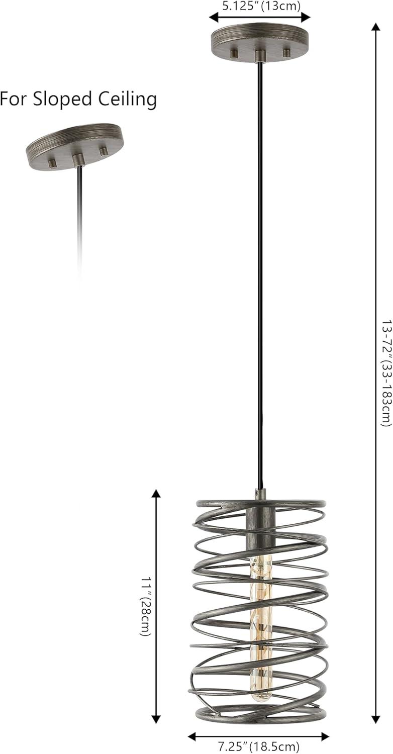 image:imageJONATHAN Y JYL7910C Helisa 725 1Light Modern Contemporary Iron Spiral LED Pendant Antique Silverfor Bedside Table Kitchen Island and Dining TableAntique Silver