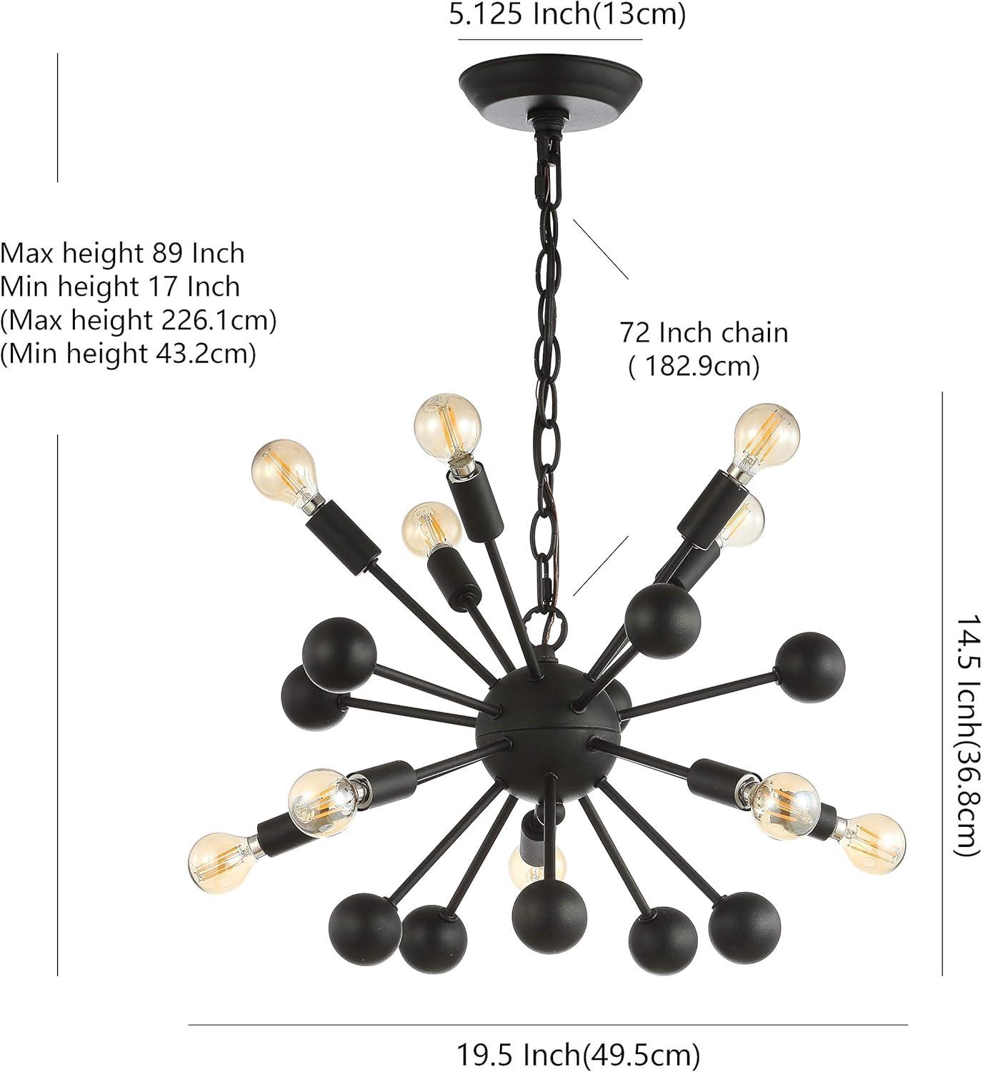 image:imageJONATHAN Y JYL9061A Orbit 195 10Light Adjustable Iron Modern Industrial Sputnik LED Chandelier for Living Room Bedroom Contemporary Glam Black