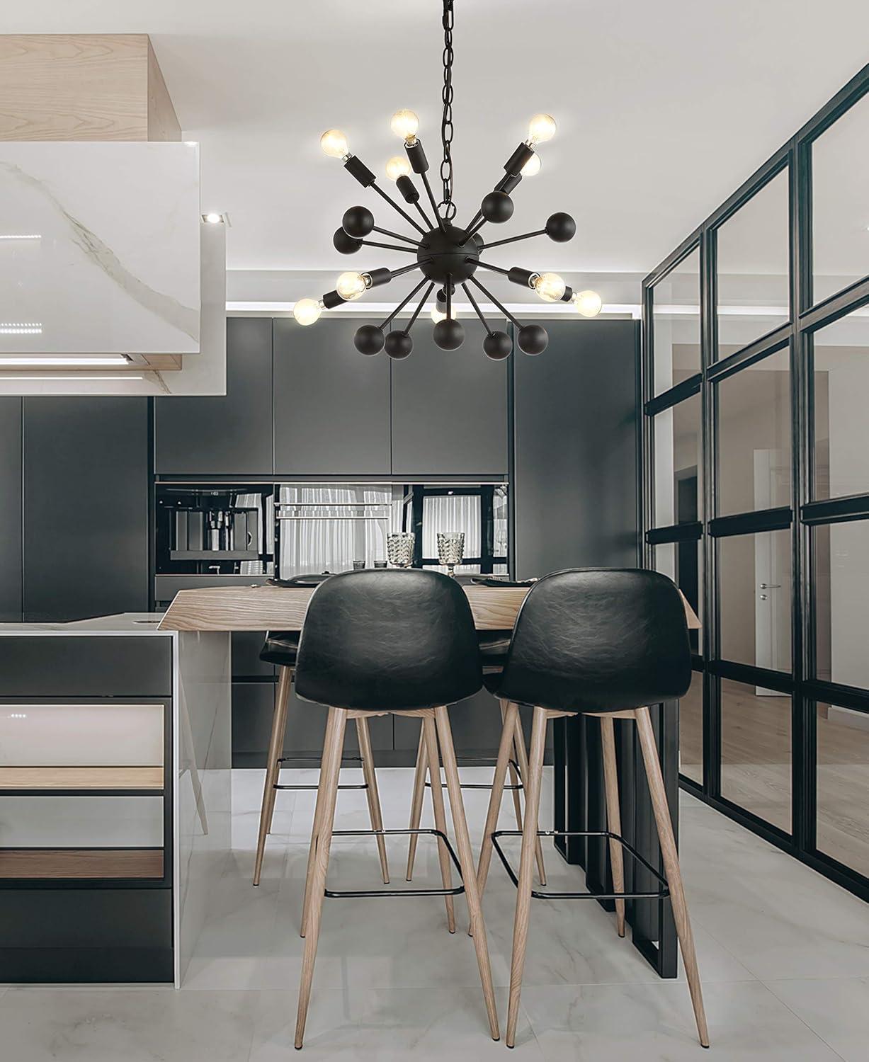 image:imageJONATHAN Y JYL9061A Orbit 195 10Light Adjustable Iron Modern Industrial Sputnik LED Chandelier for Living Room Bedroom Contemporary Glam Black