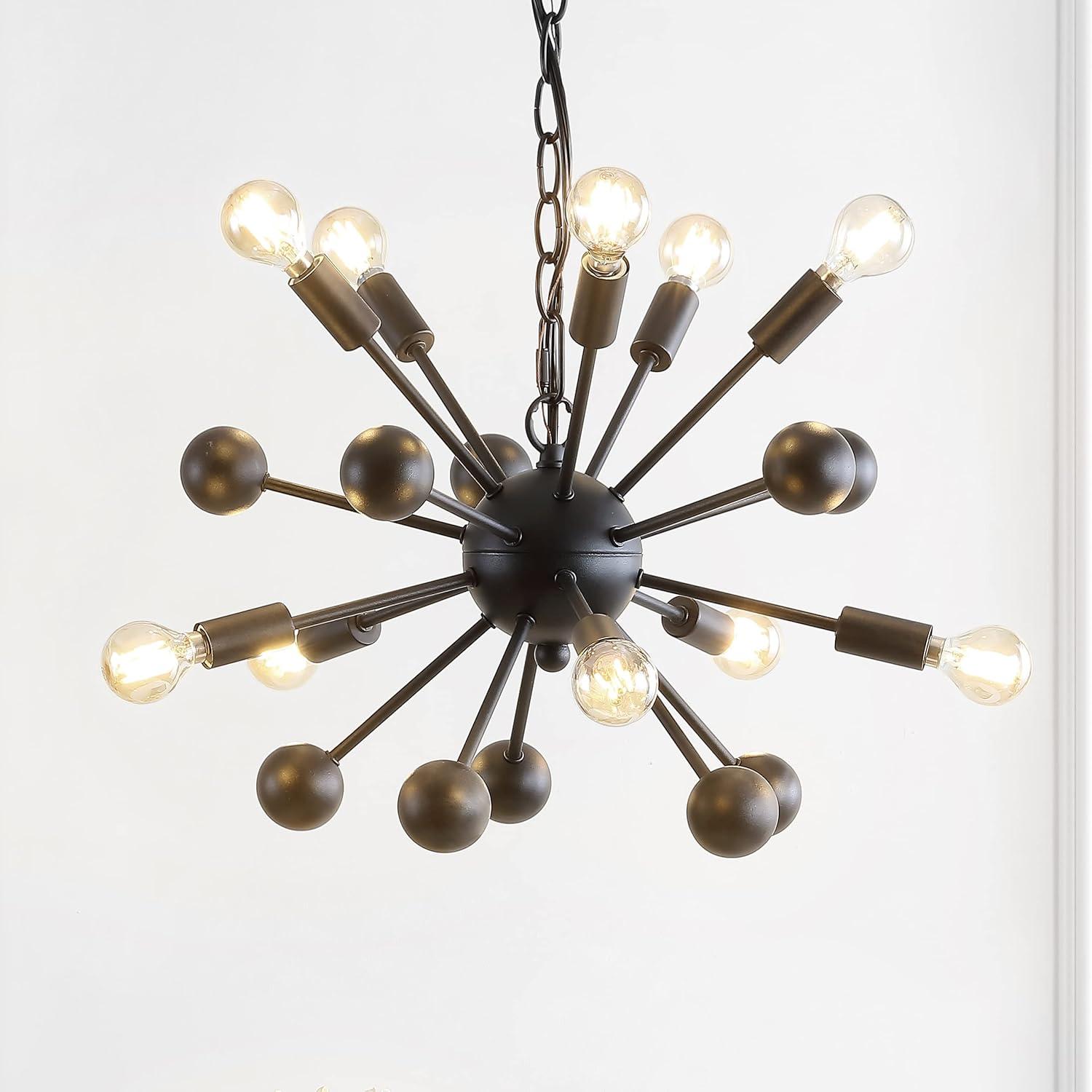 image:imageJONATHAN Y JYL9061A Orbit 195 10Light Adjustable Iron Modern Industrial Sputnik LED Chandelier for Living Room Bedroom Contemporary Glam Black