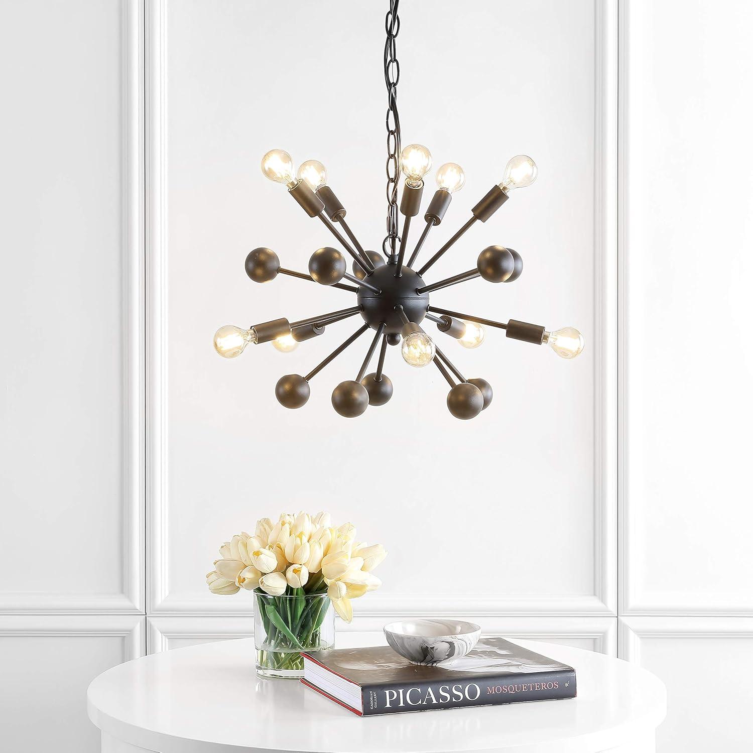 image:imageJONATHAN Y JYL9061A Orbit 195 10Light Adjustable Iron Modern Industrial Sputnik LED Chandelier for Living Room Bedroom Contemporary Glam Black