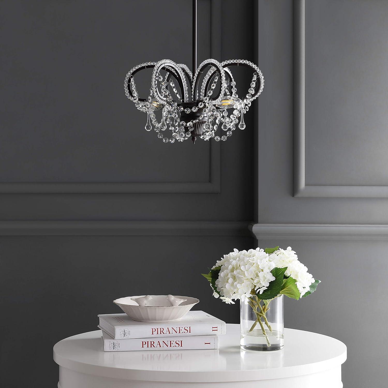 image:imageJONATHAN Y JYL9521A 16 Traditional Crystal Chandelier Oil Rubbed Bronze Adjustable 3Light Pendant Lighting Fixture for Dining Room Living Room Bedroom Foyer Kitchen Island LED Bulbs Included