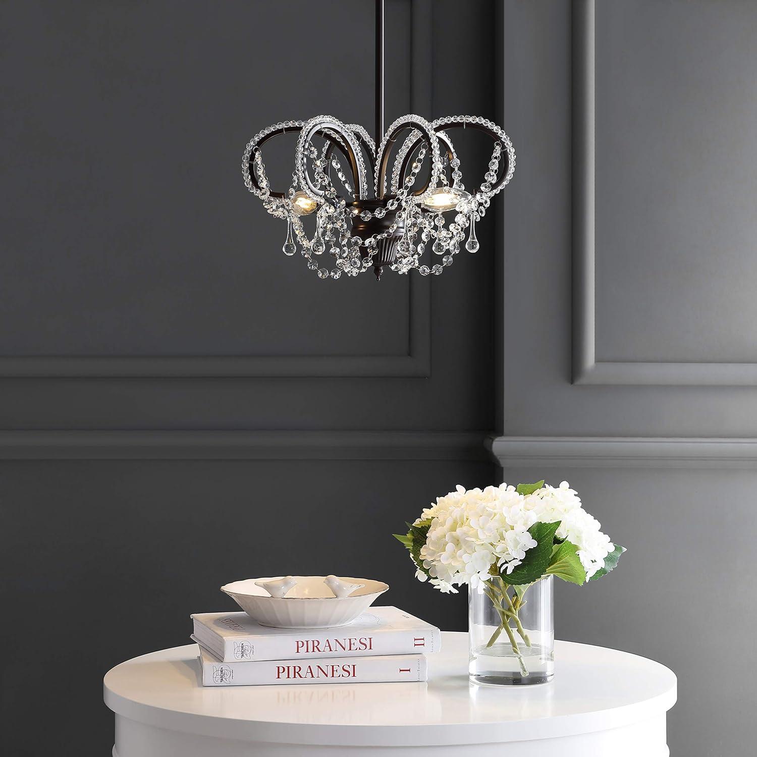 image:imageJONATHAN Y JYL9521A 16 Traditional Crystal Chandelier Oil Rubbed Bronze Adjustable 3Light Pendant Lighting Fixture for Dining Room Living Room Bedroom Foyer Kitchen Island LED Bulbs Included