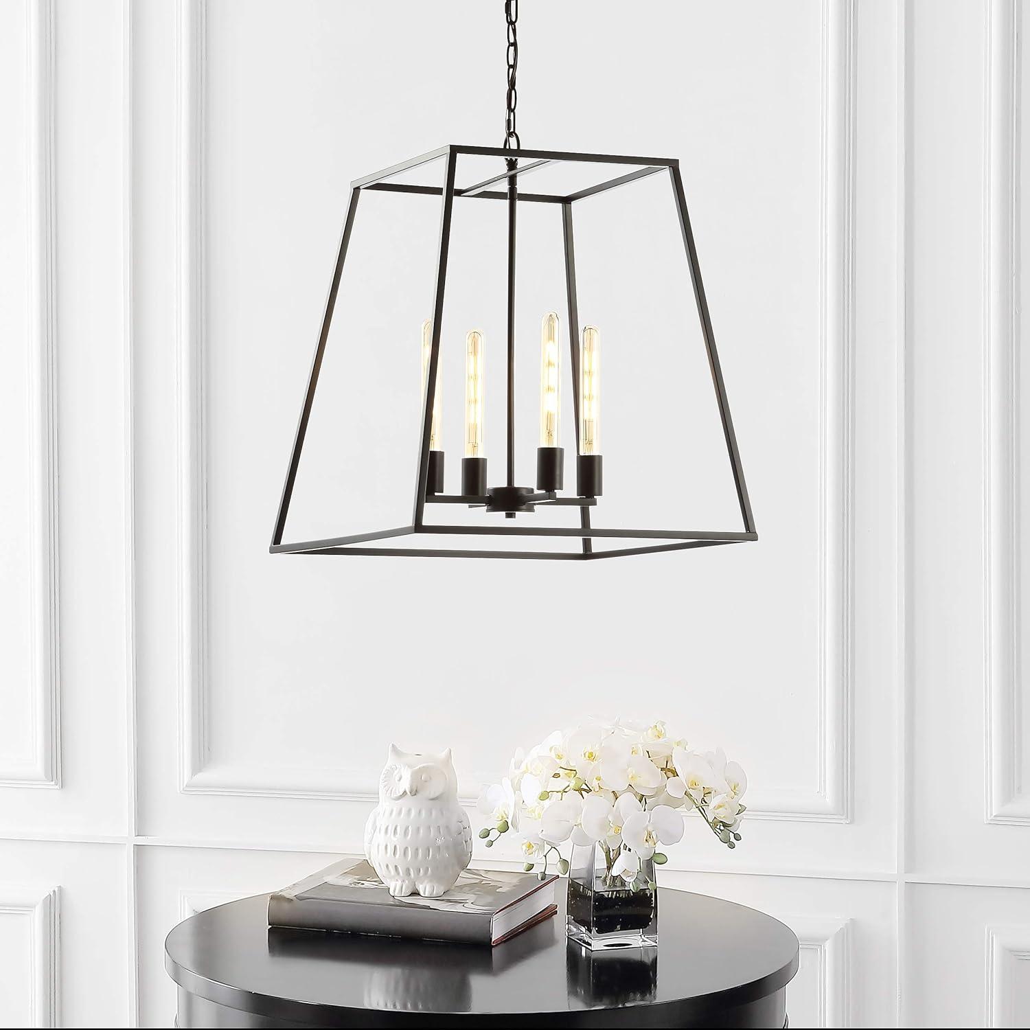 image:imageJONATHAN Y JYL9534A Hutson 4Light 21 Iron Modern Angled LED Chandelier Bohemian Casual Cottage Designer Farmhouse Glam Industrial Rustic Transitional Living Room Kitchen Bedroom Black