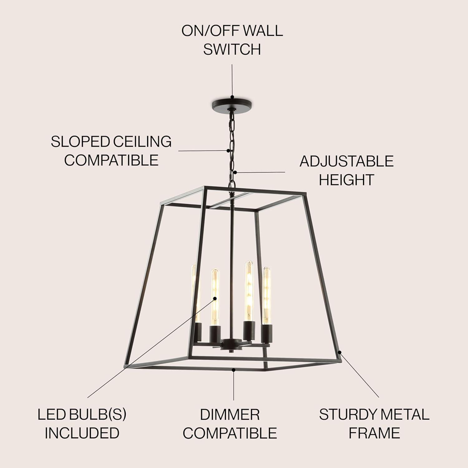 image:imageJONATHAN Y JYL9534A Hutson 4Light 21 Iron Modern Angled LED Chandelier Bohemian Casual Cottage Designer Farmhouse Glam Industrial Rustic Transitional Living Room Kitchen Bedroom Black