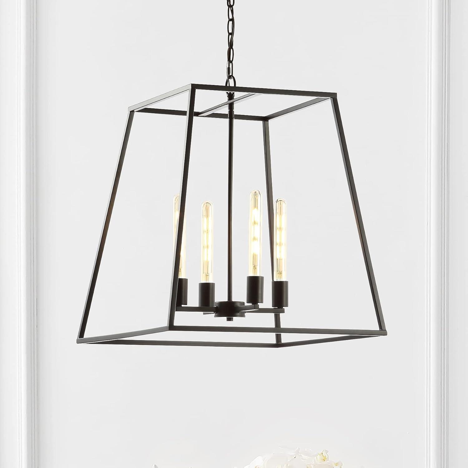 image:imageJONATHAN Y JYL9534A Hutson 4Light 21 Iron Modern Angled LED Chandelier Bohemian Casual Cottage Designer Farmhouse Glam Industrial Rustic Transitional Living Room Kitchen Bedroom Black