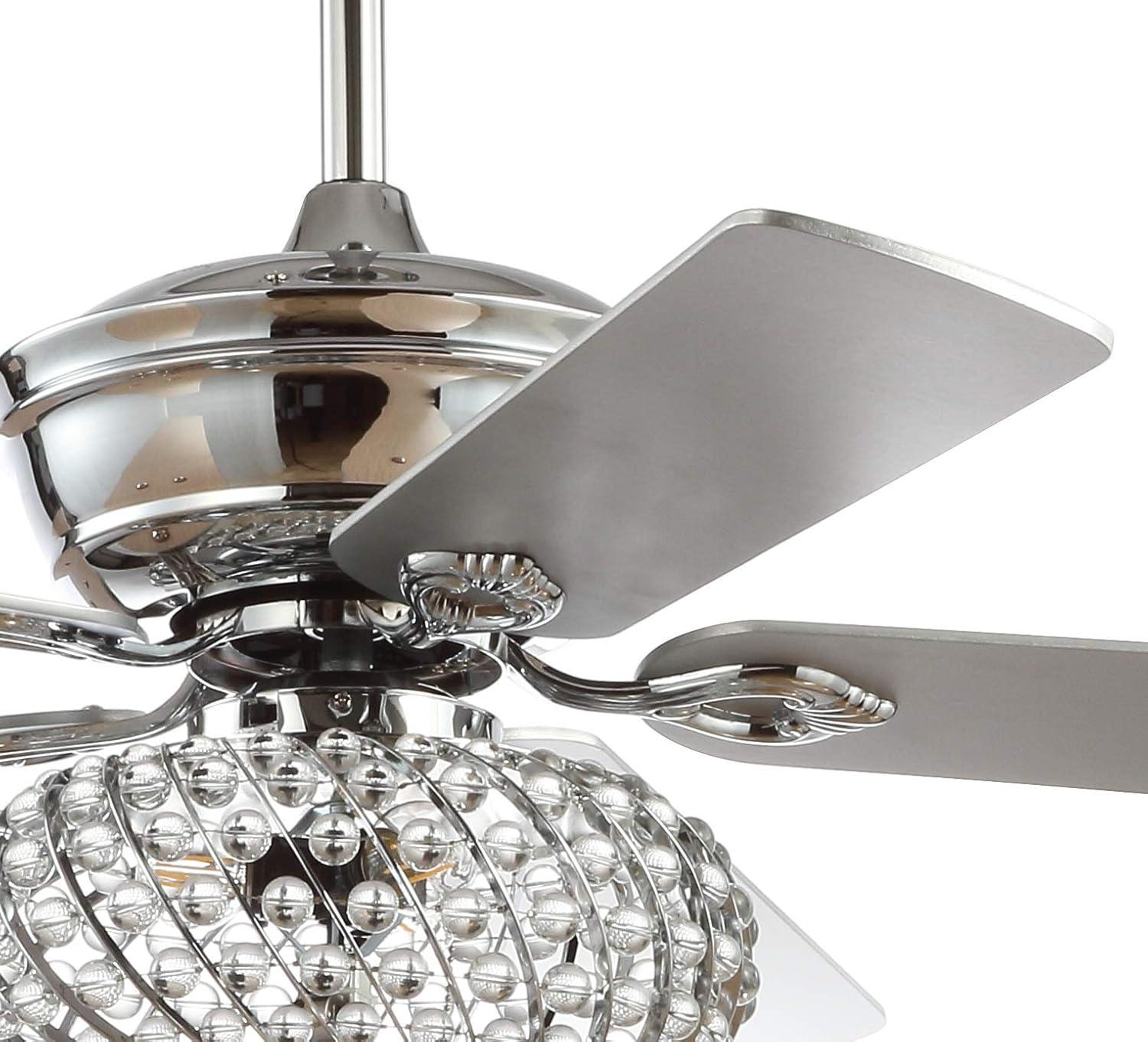 image:imageJONATHAN Y JYL9600A Crista 52 3Light MetalWood LED Ceiling Fan Transitional Glam Classic Modern Contemporary Iron Living Room Family Room Dining Room Bedroom Chrome