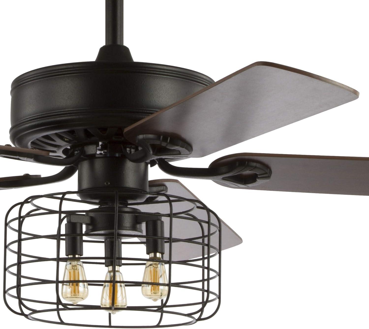 image:imageJONATHAN Y JYL9603A Asher 52 3Light Industrial MetalWood LED Ceiling Fan with Remote Farmhouse Bohemian Industrial Rustic Transitional Southwestern Living Room Bedroom Forged Black