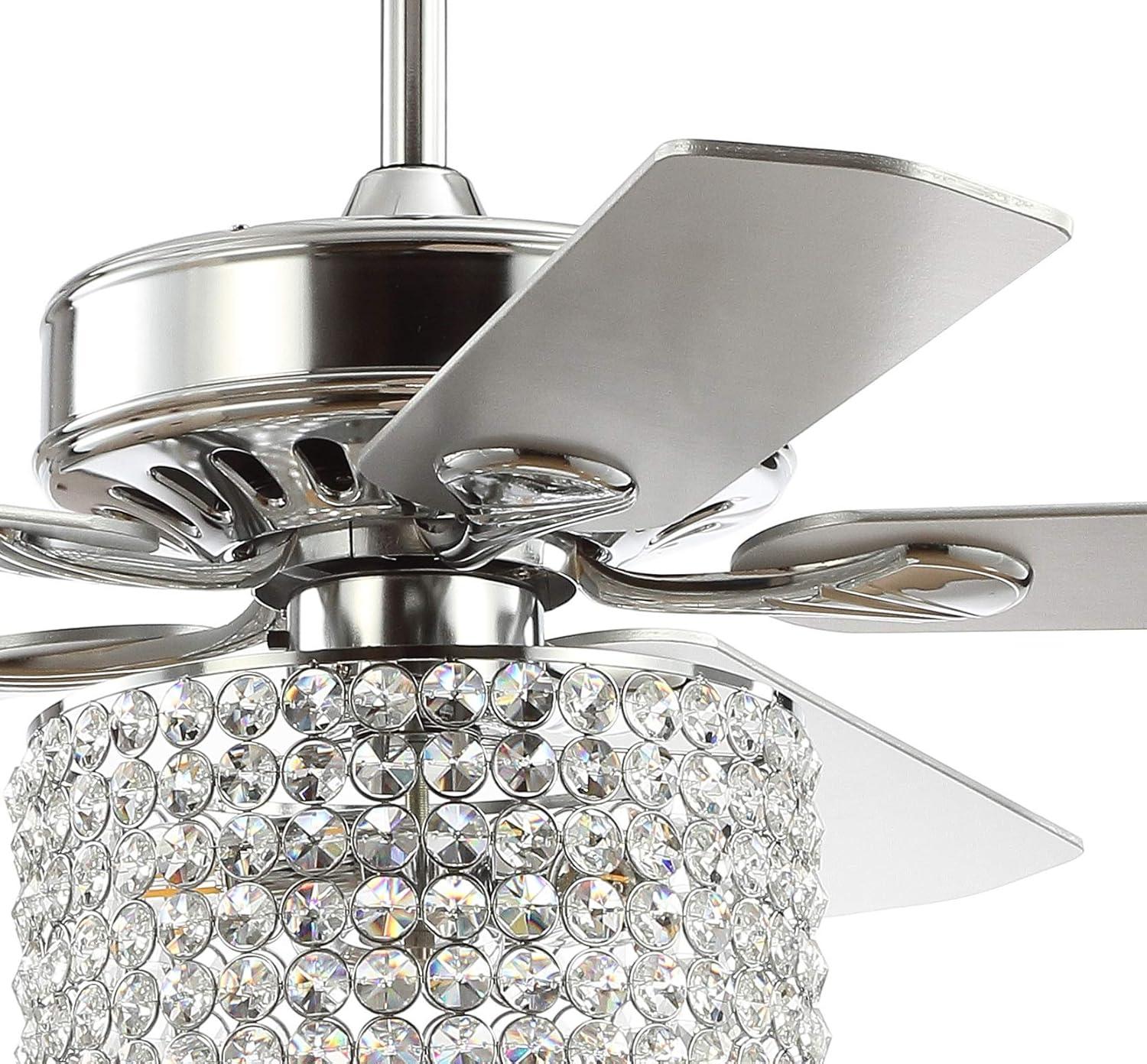 image:imageJONATHAN Y JYL9606A Brandy 52 3Light Crystal Prism Drum LED Ceiling Fan with Remote Transitional Glam Classic Modern Contemporary Living Room Family Room Dining Room Bedroom Chrome