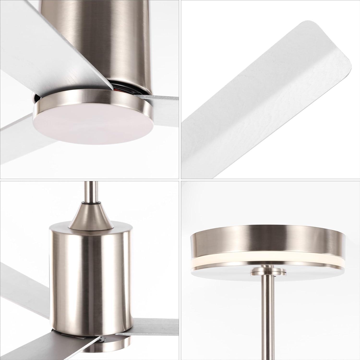 image:imageJONATHAN Y JYL9722B Levi 52 1Light Contemporary Minimalist 6Speed Iron Height Adjustable Integrated LED Ceiling Fan with Remote for Home Living Room Kitchen NickelNickel
