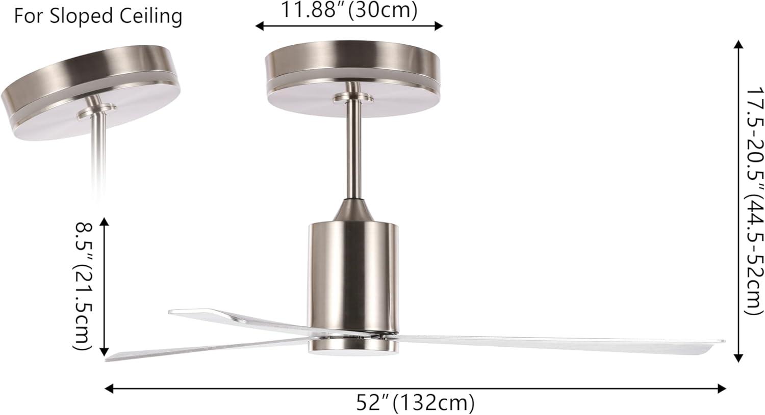 image:imageJONATHAN Y JYL9722B Levi 52 1Light Contemporary Minimalist 6Speed Iron Height Adjustable Integrated LED Ceiling Fan with Remote for Home Living Room Kitchen NickelNickel