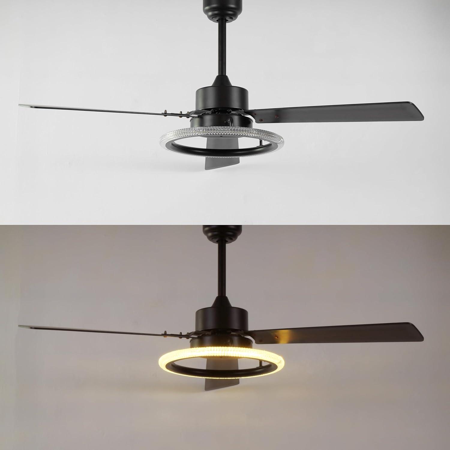 image:imageJONATHAN Y JYL9723A Remy 52 1Light Modern Industrial IronAcrylicWood RemoteControlled 6Speed Integrated LED Ceiling Fan BlackDark Brown Wood for Living Room Bedroom or OfficeBlackDark Brown