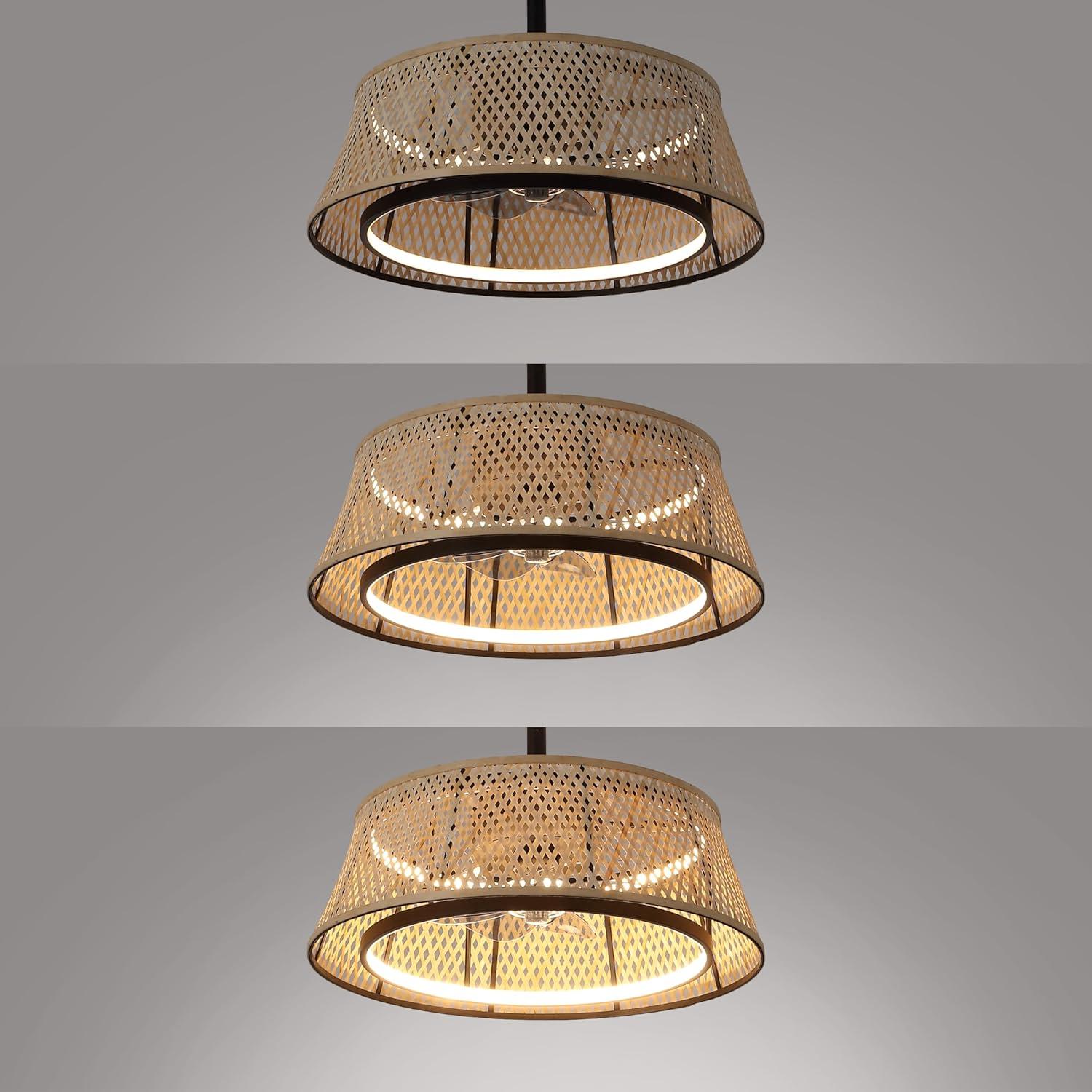 image:imageJONATHAN Y JYL9729A Cressida 2375 Traditional Bohemian 6Speed MetalBamboo MobileAppRemoteControlled HeightAdjustable Dimmable Caged Integrated LED Ceiling Fan Light BrownBlack