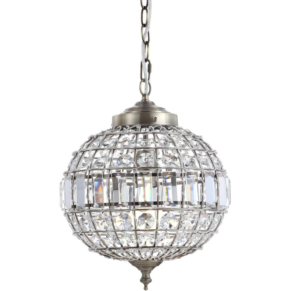 image:imageJONATHAN Y JYL6110A Georgina 12 CrystalMetal LED Chandelier Pendant Glam Contemporary Transitional Dimmable Dining Room Living Room Kitchen Foyer Bedroom Hallway 12 Antique BrassClear12 in