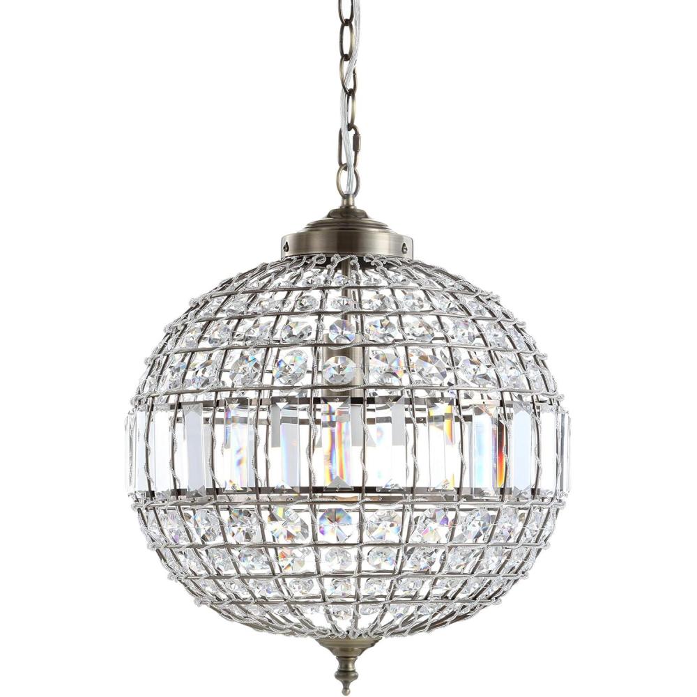 image:imageJONATHAN Y JYL6110A Georgina 12 CrystalMetal LED Chandelier Pendant Glam Contemporary Transitional Dimmable Dining Room Living Room Kitchen Foyer Bedroom Hallway 12 Antique BrassClear16 in