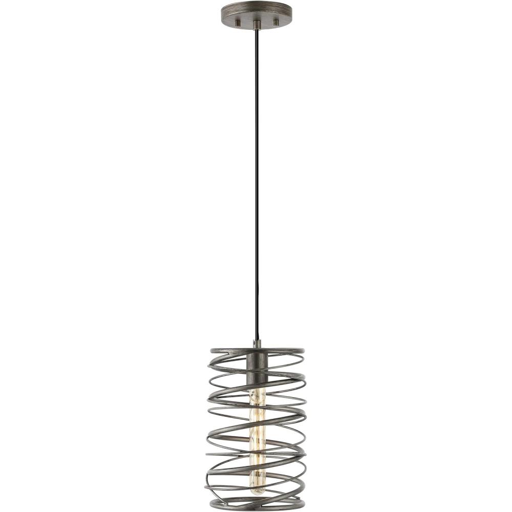 image:imageJONATHAN Y JYL7910C Helisa 725 1Light Modern Contemporary Iron Spiral LED Pendant Antique Silverfor Bedside Table Kitchen Island and Dining TableAntique Silver
