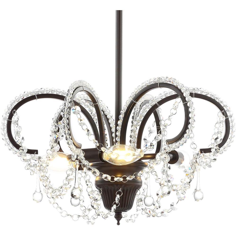 image:imageJONATHAN Y JYL9521A 16 Traditional Crystal Chandelier Oil Rubbed Bronze Adjustable 3Light Pendant Lighting Fixture for Dining Room Living Room Bedroom Foyer Kitchen Island LED Bulbs Included