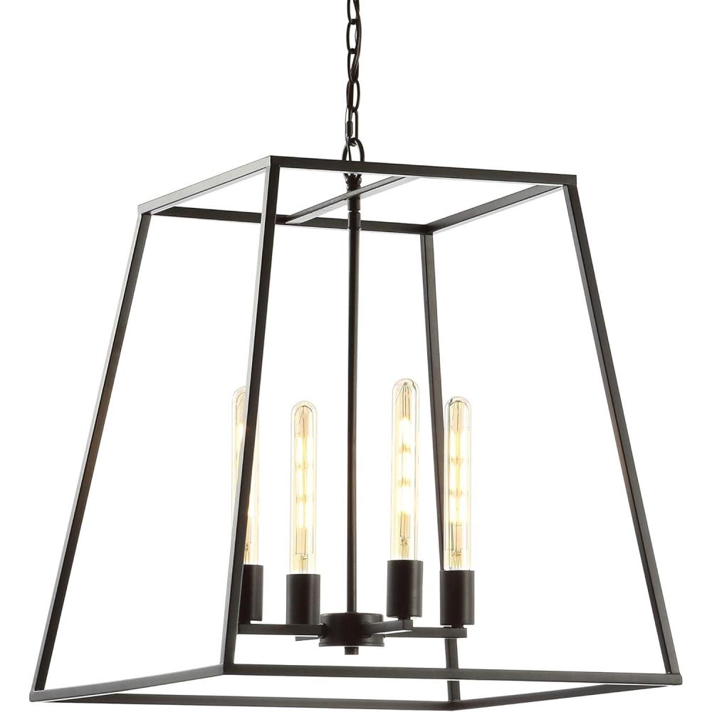 image:imageJONATHAN Y JYL9534A Hutson 4Light 21 Iron Modern Angled LED Chandelier Bohemian Casual Cottage Designer Farmhouse Glam Industrial Rustic Transitional Living Room Kitchen Bedroom Black