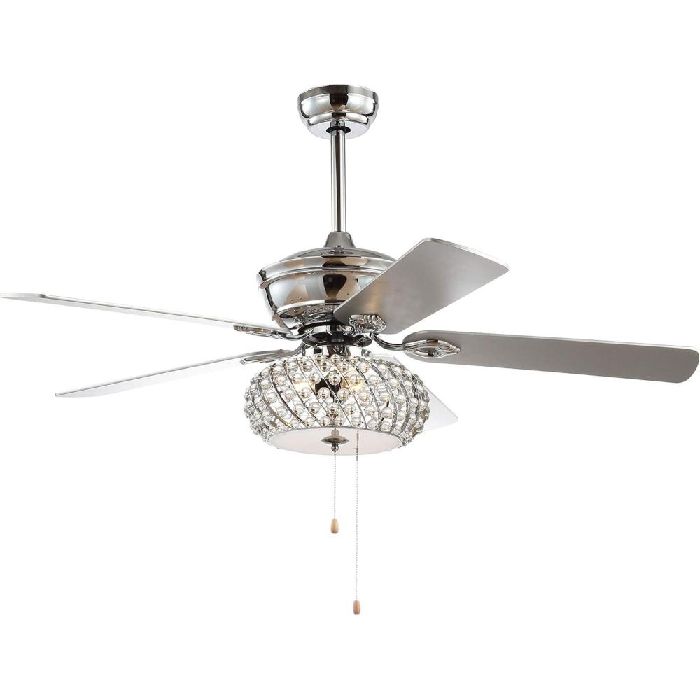 image:imageJONATHAN Y JYL9600A Crista 52 3Light MetalWood LED Ceiling Fan Transitional Glam Classic Modern Contemporary Iron Living Room Family Room Dining Room Bedroom Chrome