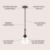 JONATHAN Y JYL1103A Alys 7.63″ Adjustable Rope-Wrap Modern Iron/Glass LED Pendant, Farmhouse, Industrial, Rustic, Transitional for Dining Room, Kitchen, Living Room, Black