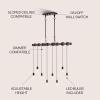 JONATHAN Y JYL1330A Rhys 40″ 8-Light Vintage Industrial Driftwood Iron LED Linear Chandelier with Height Adjustable Bulbs, for Bedroom, Living Room, Kitchen, Office, Brown Wood Finish/Black