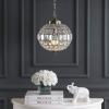 JONATHAN Y JYL6110A Georgina 12″ Crystal/Metal LED Chandelier Pendant Glam Contemporary Transitional Dimmable Dining Room Living Room Kitchen Foyer Bedroom Hallway, 12″, Antique Brass/Clear(12 in)