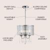 JONATHAN Y JYL7466A 17″ Modern Crystal Chandelier, Glam Chrome Drum Pendant Light with Adjustable Height, Dimmable Ceiling Light Fixture for Dining Room, Kitchen Island, Bedroom, Foyer(13 in)