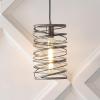 JONATHAN Y JYL7910C Helisa 7.25″ 1-Light Modern Contemporary Iron Spiral LED Pendant, Antique Silverfor Bedside Table, Kitchen Island, and Dining Table(Antique Silver)
