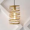 JONATHAN Y JYL7910C Helisa 7.25″ 1-Light Modern Contemporary Iron Spiral LED Pendant, Antique Silverfor Bedside Table, Kitchen Island, and Dining Table(Gold Painting)